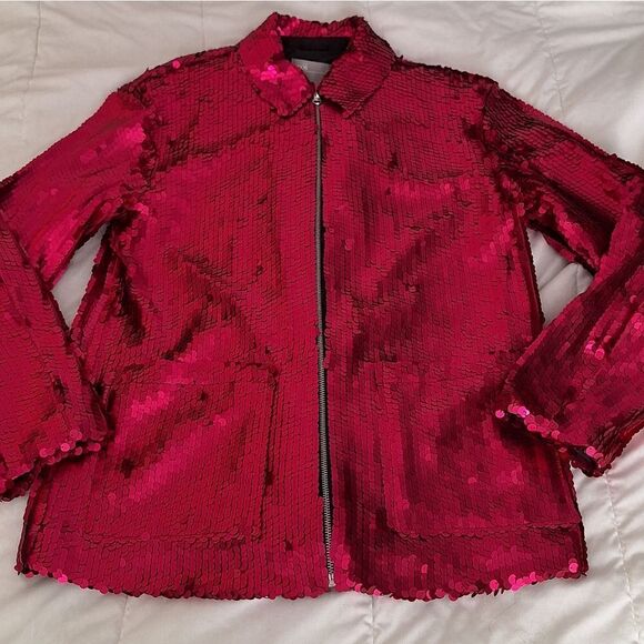 Asos Sz 8 hot pink sequin blazer jacket - Picture 3 of 9